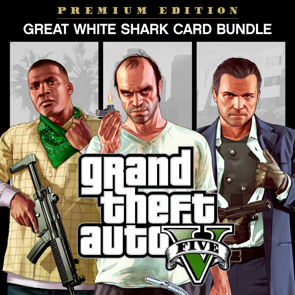 GTA V - Premium Online Edition & Great White Shark Card Bundle DLC Cover Image Rockstar