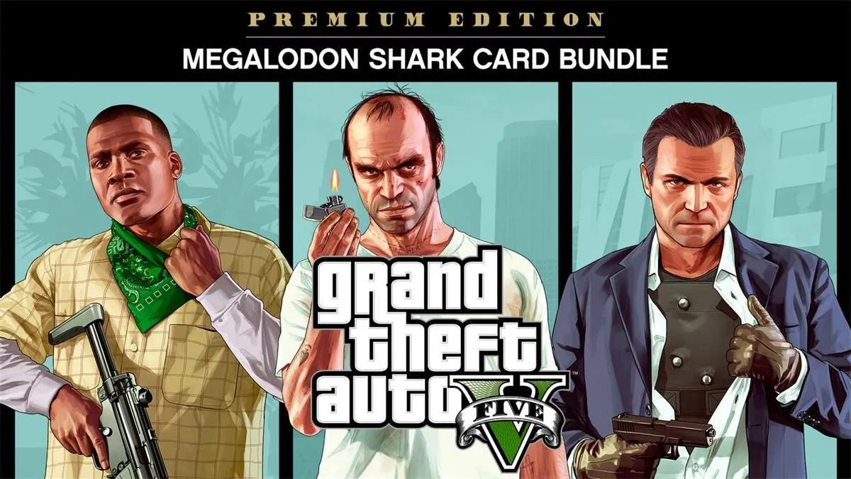 GTA V Premium Online Edition & Megalodon Shark Card Bundle Cover Image Rockstar