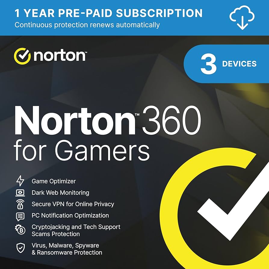 Norton 360 for Gamers (EU) 1 Year 3 Devices